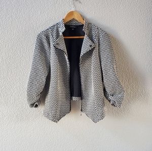 Torrid houndstooth zipper blazer ruched sleeves